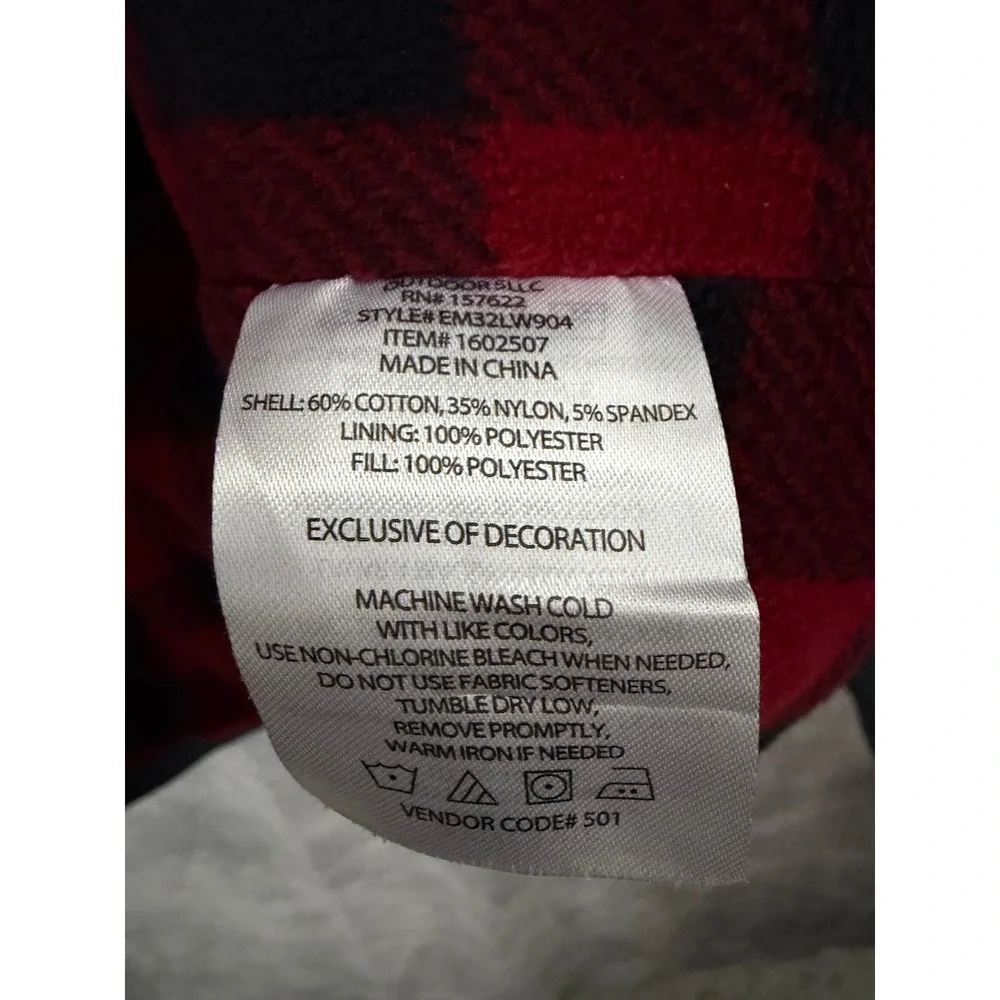 Eddie Bauer Mens Flannel Lined Shirt Jacket Blue Gray Plaid Snap Front EM32LW904